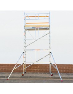 Andamio plegable de aluminio 75x190 - 5,70 m Altura de trabajo con estabilizadores y rodapiés