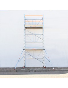 Andamio plegable de aluminio 75x190 - 6,50 m Altura de trabajo con estabilizadores y rodapiés 2