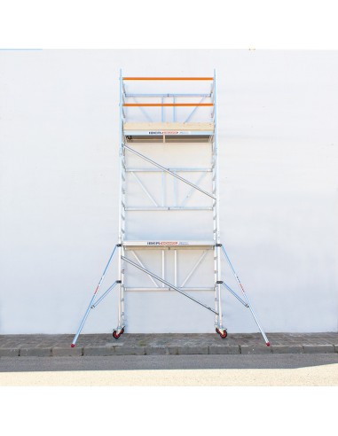 Andamio plegable de aluminio 75x190 - 6,50 m Altura de trabajo con estabilizadores y rodapiés