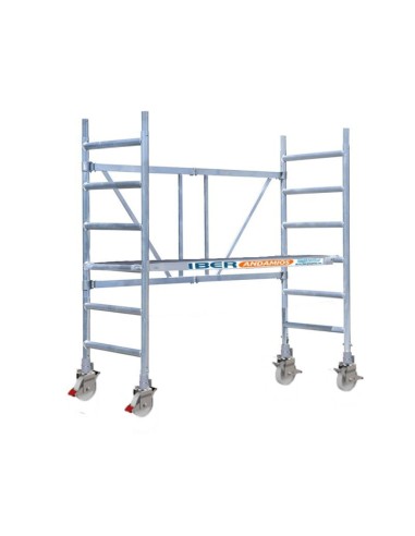 Andamio plegable de aluminio 75x190 - 3 m Altura de trabajo con trampilla y ruedas 500kg