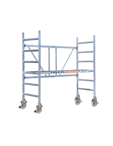 Andamio plegable de aluminio 75x190 - 3 m Altura de trabajo con trampilla y ruedas 500kg