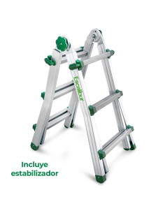 Escalera doméstica telescópica de aluminio y 3x4 peldaños con estabilizador - ESCALIBUR