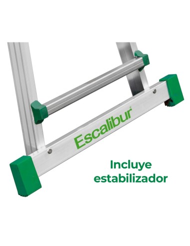 Escalera doméstica telescópica de aluminio y 4x4 peldaños con estabilizador - ESCALIBUR