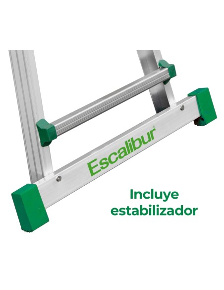 Escalera doméstica telescópica de aluminio y 4x4 peldaños con estabilizador - ESCALIBUR