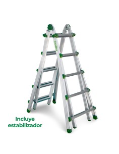 Escalera doméstica telescópica de aluminio y 5x4 peldaños con estabilizador - ESCALIBUR