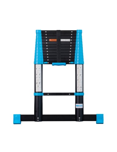 Escada Telescópica Preta e Azul de 3,8 m – 13 Degraus | IBERANDAMIOS