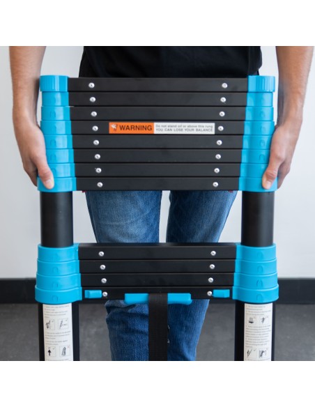 Escada Telescópica Preta e Azul de 3,8 m – 13 Degraus | IBERANDAMIOS
