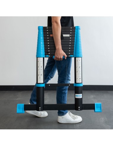 Escada Telescópica Preta e Azul de 3,8 m – 13 Degraus | IBERANDAMIOS