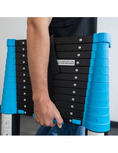 Escada Telescópica Preta e Azul de 3,8 m – 13 Degraus | IBERANDAMIOS