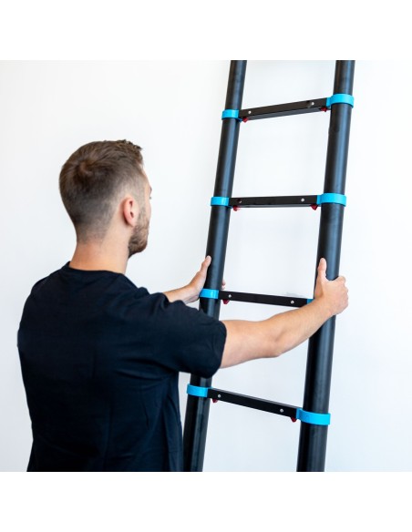 Escada Telescópica Preta e Azul de 3,8 m – 13 Degraus | IBERANDAMIOS