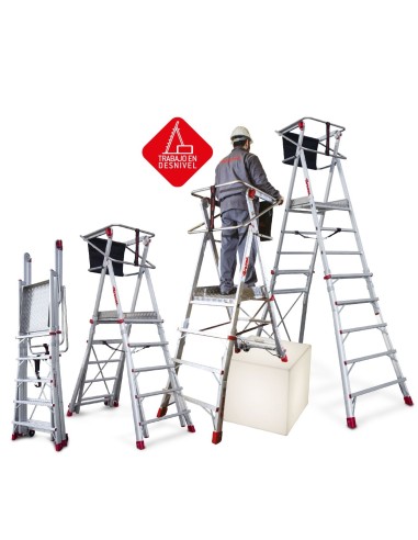Escalera profesional plegable y regulable PLS5 de 5 peldaños - FARAONE