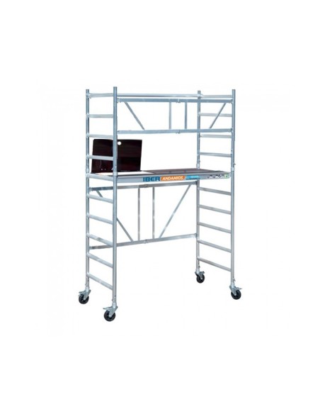 Andamio plegable de aluminio 90x190 - 3,85 m Altura de trabajo con trampilla y plataforma de 30 cm