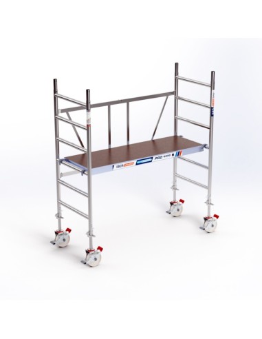 Andaime dobrável em alumínio 75x190 - 3 m Altura de trabalho sem portinhola e rodas 500kg