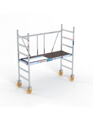 Andaime dobrável em alumínio 75x190 - 3 m Altura de trabalho com portinhola e rodas 500kg