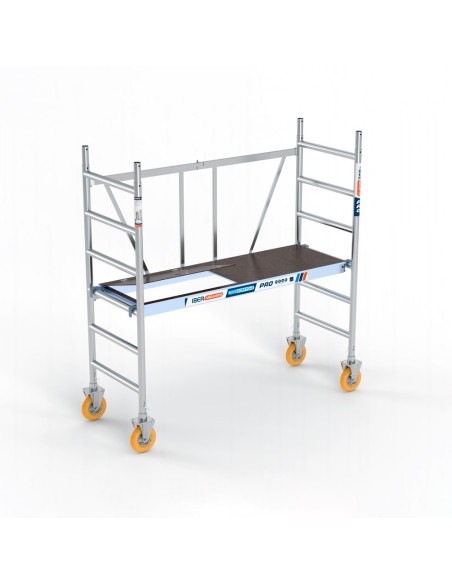 Andamio plegable de aluminio 75x190 - 3 m Altura de trabajo con trampilla y ruedas 500kg