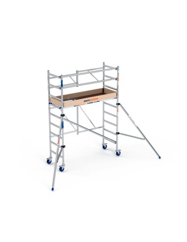 Andamio Plegable de aluminio 75x190 3,65m con barras, rodapié y estabilizadores - XTREM