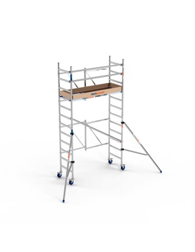 Andamio Plegable de aluminio 75x190 4,70m altura trabajo con estabilizadores y rodapié  - XTREM