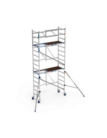 Andaime dobrável em alumínio 75x190 5,70m altura de trabalho com estabilizadores - XTREM