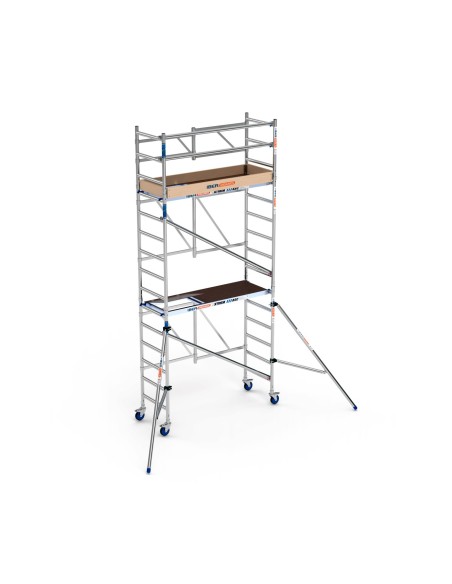 Andaime dobrável em alumínio 75x190 5,70m altura de trabalho com estabilizadores e rodapé - XTREM