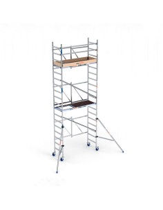 Andaime dobrável em alumínio 75x190 6,50m altura de trabalho com estabilizadores e rodapé - XTREM