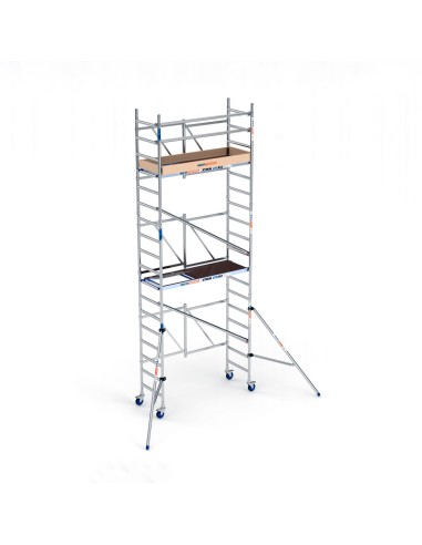 Andaime dobrável em alumínio 75x190 6,50m altura de trabalho com estabilizadores e rodapé - XTREM