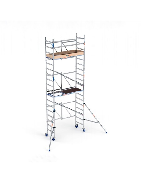 Andaime dobrável em alumínio 75x190 6,50m altura de trabalho com estabilizadores e rodapé - XTREM