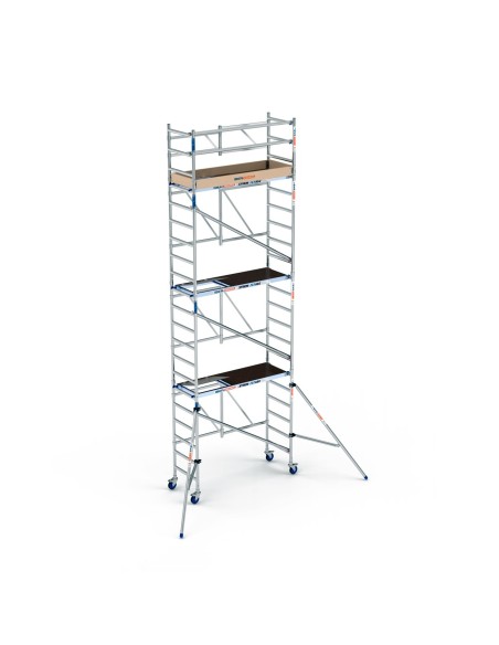 Andaime dobrável em alumínio 75x190 7,50m altura de trabalho com estabilizadores e rodapé - XTREM