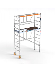 Andaime dobrável em alumínio 75x190 - 3,85 m Altura de trabalho com rodas e fusos de jardim