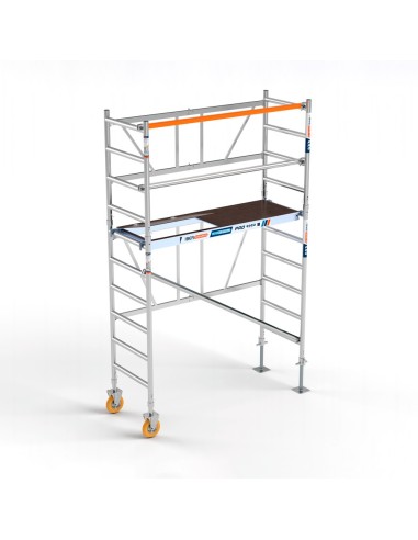 Andaime dobrável em alumínio 75x190 - 3,85 m Altura de trabalho com rodas e fusos de jardim