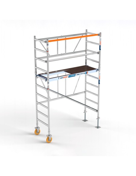 Andaime dobrável em alumínio 75x190 - 3,85 m Altura de trabalho com rodas e fusos de jardim