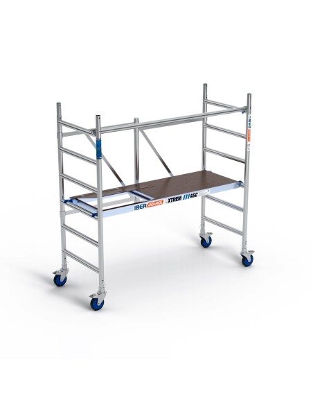 Andaime dobrável em alumínio 75x190 3m altura de trabalho comm alçapão e barra - XTREM