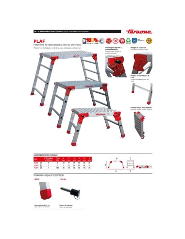Plataforma profesional plegable PLAF3 de 3 peldaños -  FARAONE