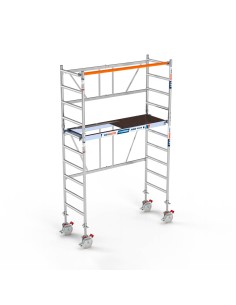 Andamio plegable de aluminio 75x190 - 4 m Altura de trabajo con ruedas con husillo