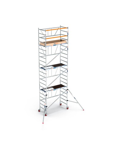 Andamio plegable de aluminio 90x190 - 7,50 m Altura de trabajo con estabilizadores y rodapiés