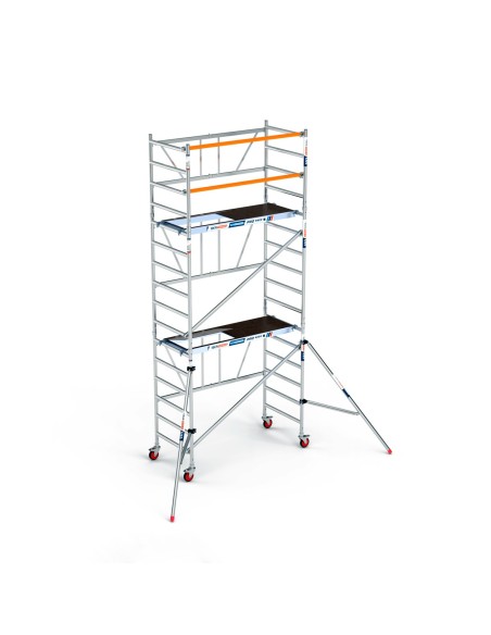 Andaime dobrável em alumínio 90x190 - 5,70 m de altura de trabalho e estabilizadores