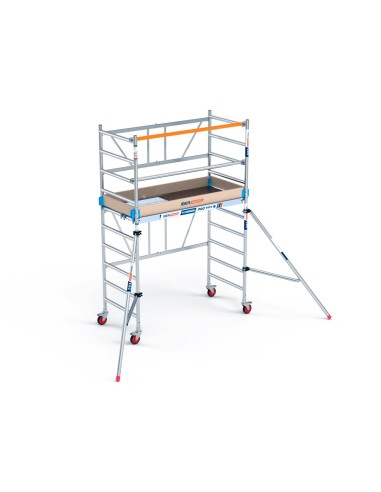 Andamio plegable de aluminio 90x190 - 3,85 m Altura de trabajo rodapié + estabilizadores + plataforma 30 cm