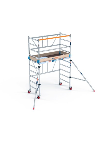 Andamio plegable de aluminio 90x190 - 3,85 m Altura de trabajo rodapié + estabilizadores + plataforma 30 cm