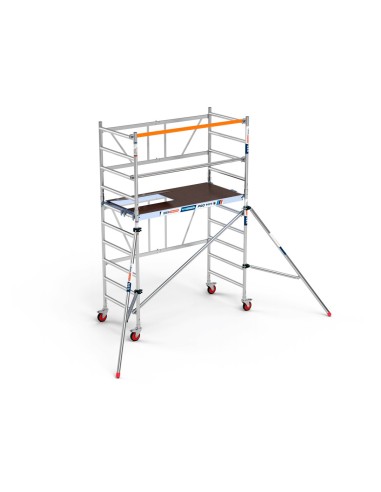 Andamio plegable de aluminio 90x190 - 3,85 m Altura de trabajo estabilizadores + plataforma 30 cm