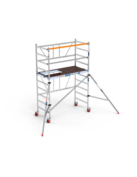 Andamio plegable de aluminio 90x190 - 3,85 m Altura de trabajo estabilizadores + plataforma 30 cm