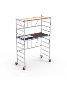 Andamio plegable de aluminio 90x190 - 3,85 m Altura de trabajo con trampilla y plataforma de 30 cm