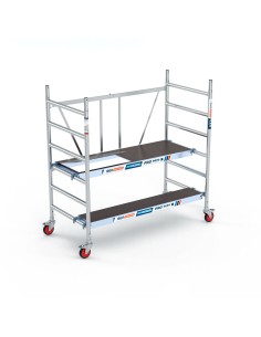 Andamio plegable de aluminio 90x190 - 3 m Altura de trabajo con trampilla y plataforma 30 cm