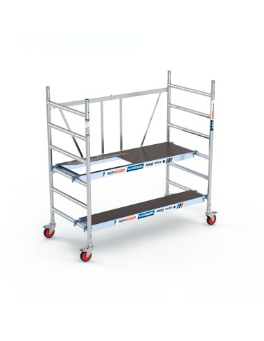 Andamio plegable de aluminio 90x190 - 3 m Altura de trabajo con trampilla y plataforma 30 cm