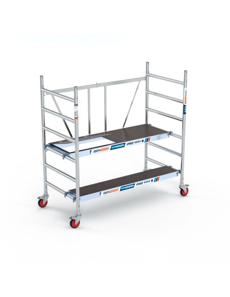 Andamio plegable de aluminio 90x190 - 3 m Altura de trabajo con trampilla y plataforma 30 cm