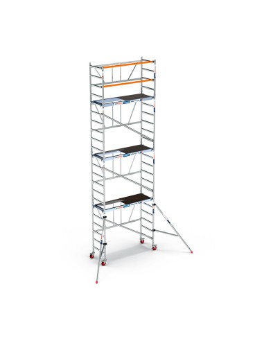 Andaime dobrável em alumínio 75x190 - 7,50 m de altura de trabalho e estabilizadores
