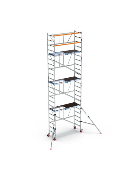 Andaime dobrável em alumínio 75x190 - 7,50 m de altura de trabalho e estabilizadores