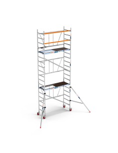 Andaime dobrável em alumínio 75x190 - 6,50 m de altura de trabalho e estabilizadores