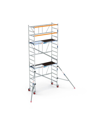 Andaime dobrável em alumínio 75x190 - 5,70 m de altura de trabalho e estabilizadores