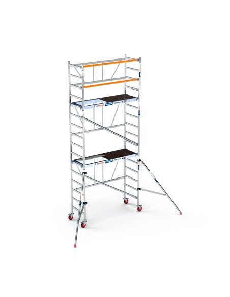 Andaime dobrável em alumínio 75x190 - 5,70 m de altura de trabalho e estabilizadores