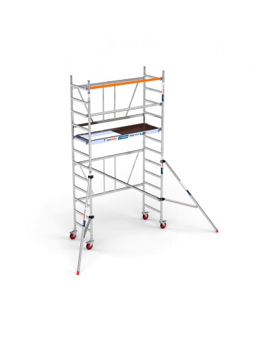 Andamio plegable de aluminio 75x190 - 4,70 m Altura de trabajo y estabilizadores