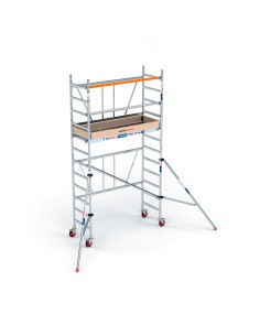 Andamio plegable de aluminio 75x190 - 4,70 m Altura de trabajo con estabilizadores y rodapiés